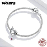 Wostu Cupid's Arrow Heart Charms 925 Silver Bracelet Jewelry