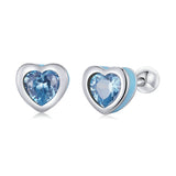Wostu Silver 925 Sterling Earrings Love Zircon Fine Jewelry