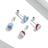 Wostu Silver 925 Sterling Earrings Love Zircon Fine Jewelry