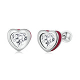 Wostu Silver 925 Sterling Earrings Love Zircon Fine Jewelry