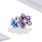 Wostu 925 Silver Butterfly Flower Ear Studs
