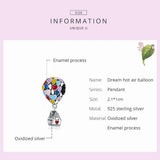 Wostu Hot Air Balloon 925 Silver Charms - Zircon Beads Bracelet Pendant