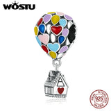 Wostu Hot Air Balloon 925 Silver Charms - Zircon Beads Bracelet Pendant