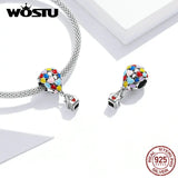 Wostu Hot Air Balloon 925 Silver Charms - Zircon Beads Bracelet Pendant
