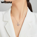 Wostu Infinity Love Necklace Silver Heart Necklace for Women
