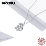 Wostu Infinity Love Necklace Silver Heart Necklace for Women