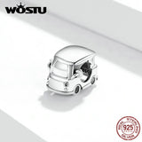 Wostu Mini Car Charm Beads 925 Silver Women Bracelet Fine Jewelry