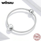 Wostu Mini Car Charm Beads 925 Silver Women Bracelet Fine Jewelry