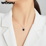 Wostu 925 Silver Heart Pendant Link Chain Necklace