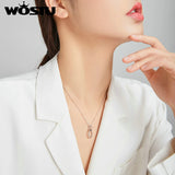 Wostu 925 Sterling Silver Geometric Pendant Necklace Luxury Jewelry Gift