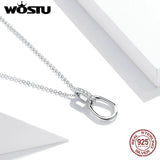 Wostu 925 Sterling Silver Geometric Pendant Necklace Luxury Jewelry Gift