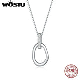 Wostu 925 Sterling Silver Geometric Pendant Necklace Luxury Jewelry Gift