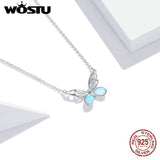 Wostu 925 Sterling Silver Butterfly Pendant Necklace for Women
