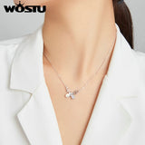 Wostu 925 Sterling Silver Butterfly Pendant Necklace for Women