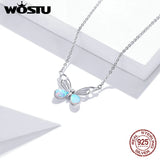 Wostu 925 Sterling Silver Butterfly Pendant Necklace for Women