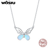 Wostu 925 Sterling Silver Butterfly Pendant Necklace for Women