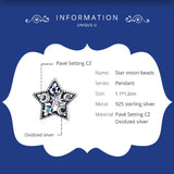 Wostu 925 Sterling Silver Star Moon Beads CZ Charm for Women Charms Bracelet