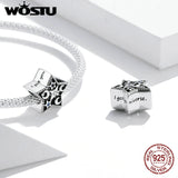 Wostu 925 Sterling Silver Star Moon Beads CZ Charm for Women Charms Bracelet