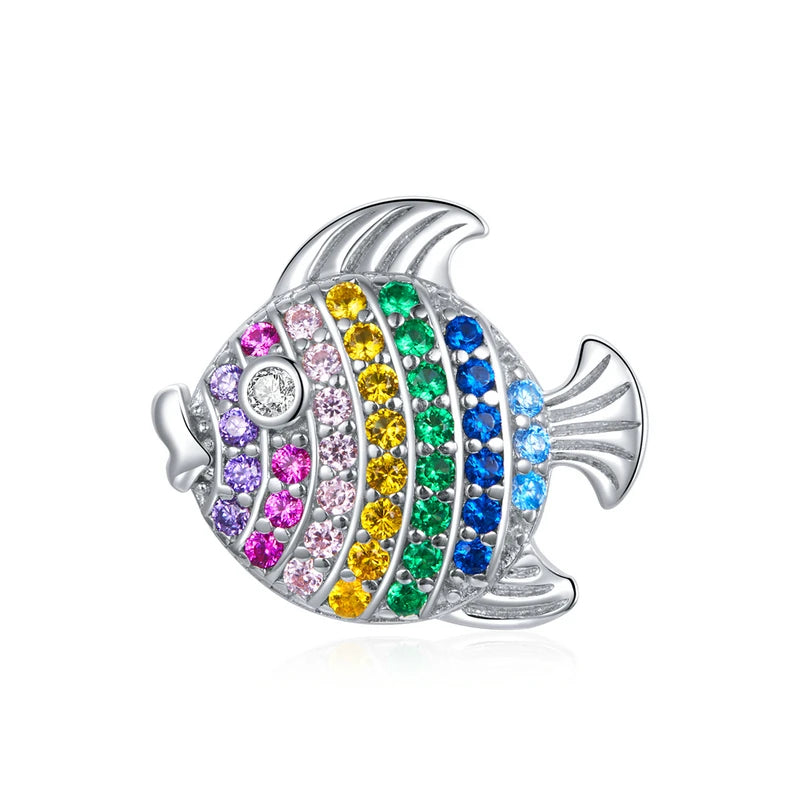 Wostu Colorful Fish 925 Sterling Silver CZ Charms