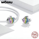Wostu Colorful Fish 925 Sterling Silver CZ Charms