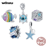 Wostu Colorful Fish 925 Sterling Silver CZ Charms