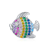 Wostu Colorful Fish 925 Sterling Silver CZ Charms