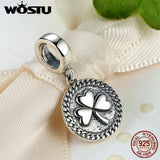 Wostu Sterling Silver Lucky Clovers Pendant for Charms Bracelet