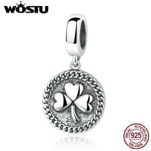 Wostu Sterling Silver Lucky Clovers Pendant for Charms Bracelet