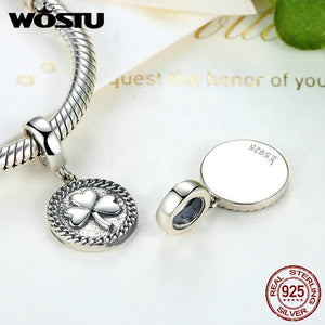 Wostu Sterling Silver Lucky Clovers Pendant for Charms Bracelet