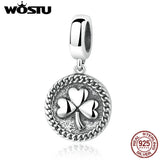 Wostu Sterling Silver Lucky Clovers Pendant for Charms Bracelet