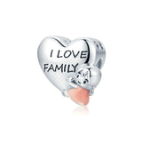 Wostu 925 Silver Family Cat Flower Charm for Bracelet