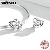 Wostu 925 Silver Family Cat Flower Charm for Bracelet
