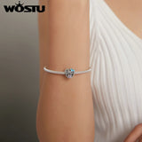 Wostu 925 Silver Family Cat Flower Charm for Bracelet