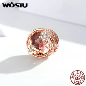 Wostu 925 Silver Bee & Flowers Charms for Bracelet Necklace