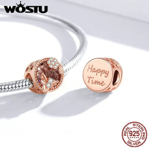 Wostu 925 Silver Bee & Flowers Charms for Bracelet Necklace