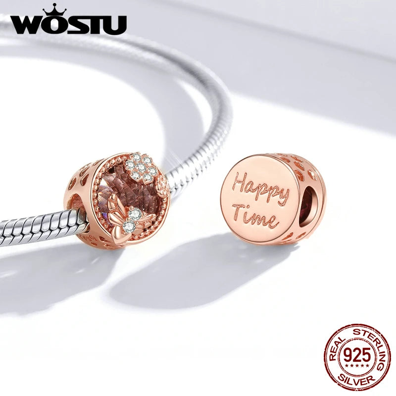 Wostu 925 Silver Bee & Flowers Charms for Bracelet Necklace