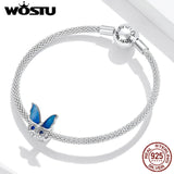 Wostu 925 Silver Butterfly Zircon Beads for Bracelet FNC405