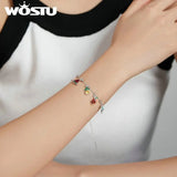 Wostu Beads Chain Bracelet 925 Sterling Silver Women Anti-allergy Jewelry