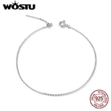 Wostu Beads Chain Bracelet 925 Sterling Silver Women Anti-allergy Jewelry