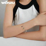 Wostu Beads Chain Bracelet 925 Sterling Silver Women Anti-allergy Jewelry