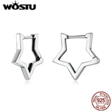 Wostu 925 Silver Star Ear Buckle Stud Earrings Women Fine Jewelry