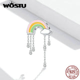 Wostu Rainbow Smile Beads 925 Sterling Silver Colorful Charm Bracelet