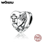 Wostu Oxidized Pray For Love Charm Bracelet 925 Silver BDX317