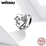 Wostu Oxidized Pray For Love Charm Bracelet 925 Silver BDX317