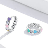 Wostu Rainbow Love Ear Buckles 925 Silver Sterling Stud Earrings