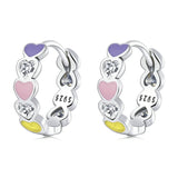 Wostu Rainbow Love Ear Buckles 925 Silver Sterling Stud Earrings