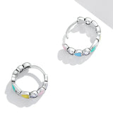 Wostu Rainbow Love Ear Buckles 925 Silver Sterling Stud Earrings