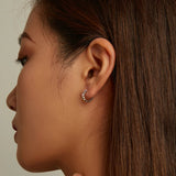 Wostu Rainbow Love Ear Buckles 925 Silver Sterling Stud Earrings