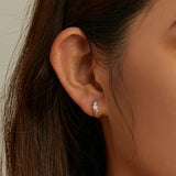 Wostu Rainbow Love Ear Buckles 925 Silver Sterling Stud Earrings