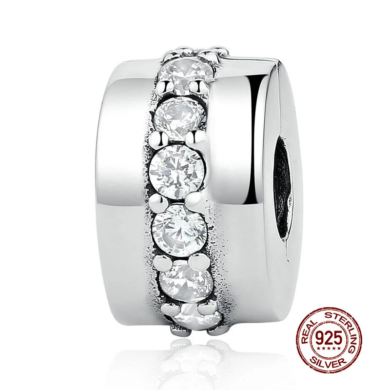 Wostu 925 Silver CZ Clip Charm Dangle for Pan Bracelet